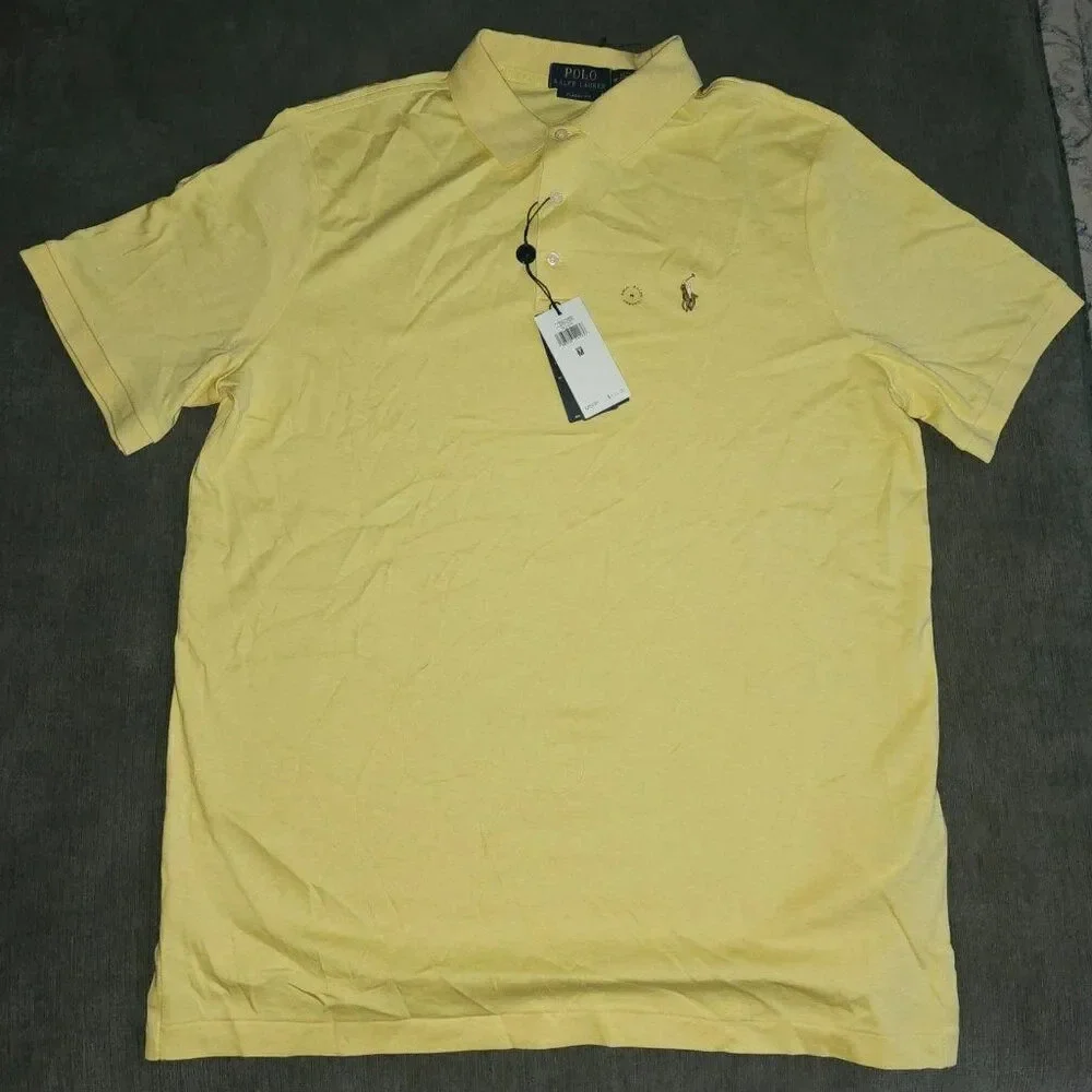 Polo Ralph Lauren Classic Fit Men's Yellow Collared Cotton Polo Shirt sz Medium